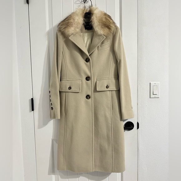 BCBGMAXAZRIA Wool & Angora Blend Cream Coat - Picture 1 of 9